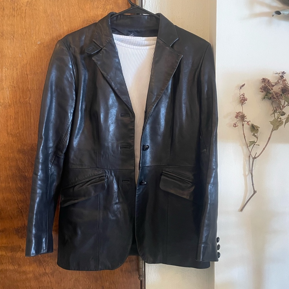 Ann Taylor Black 100% Leather Jacket